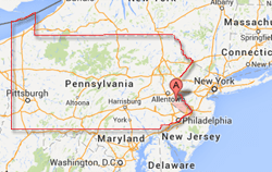 Map of Bucks County and Pennsylvania
